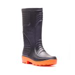 Bota de PVC sin Puntera – Negra con suela naranja